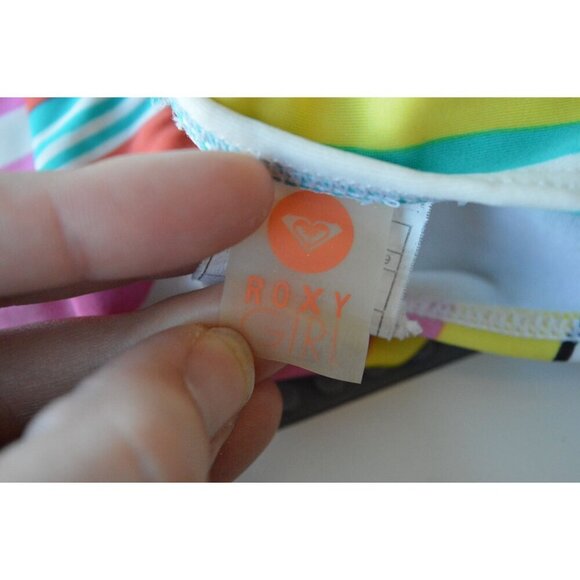 Roxy Girls Striped Open Back One Piece Swimsuit Size 16 - Picture 4 of 7